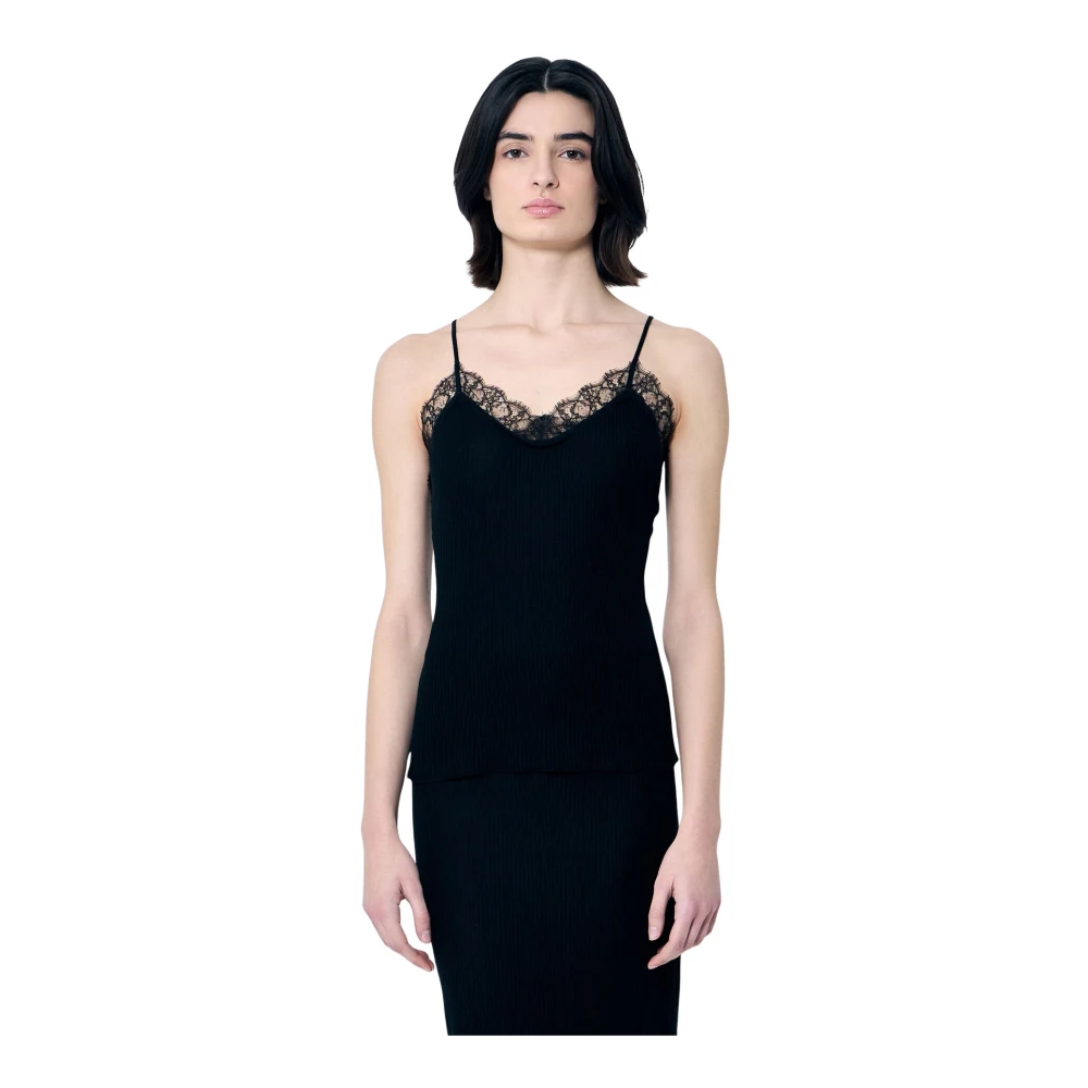 The Row Zijden Kant Tanktop Black Dames