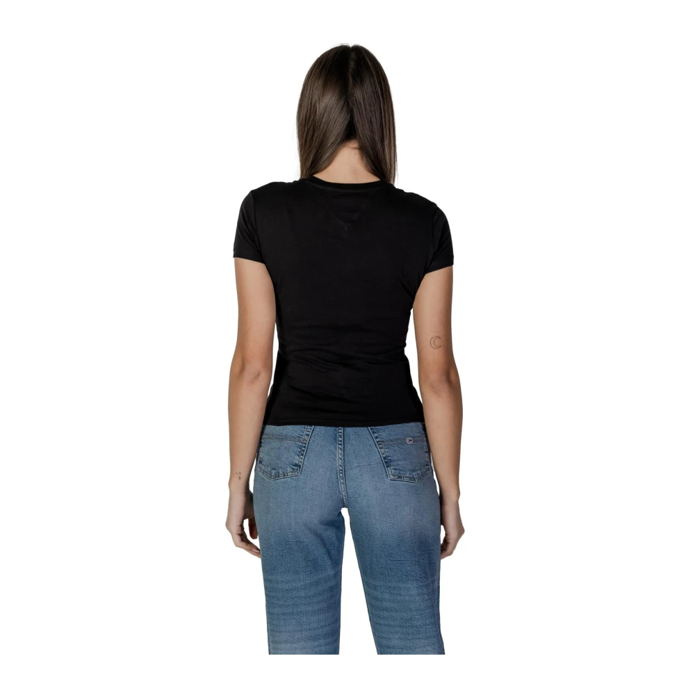 Tommy Jeans Zwart Logo Print Katoenen T-shirt Black Dames