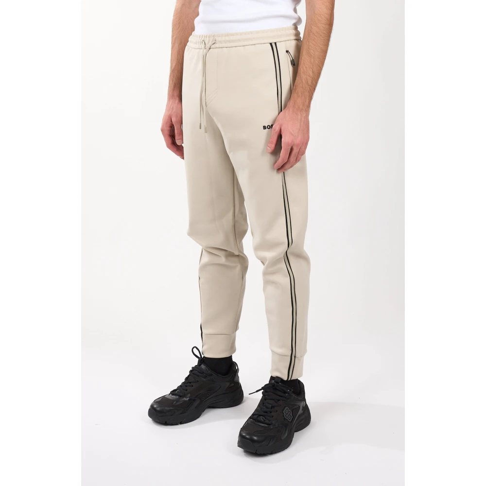 Hugo Boss Fleece Sweatpants met Trekkoord in de Taille Beige Heren