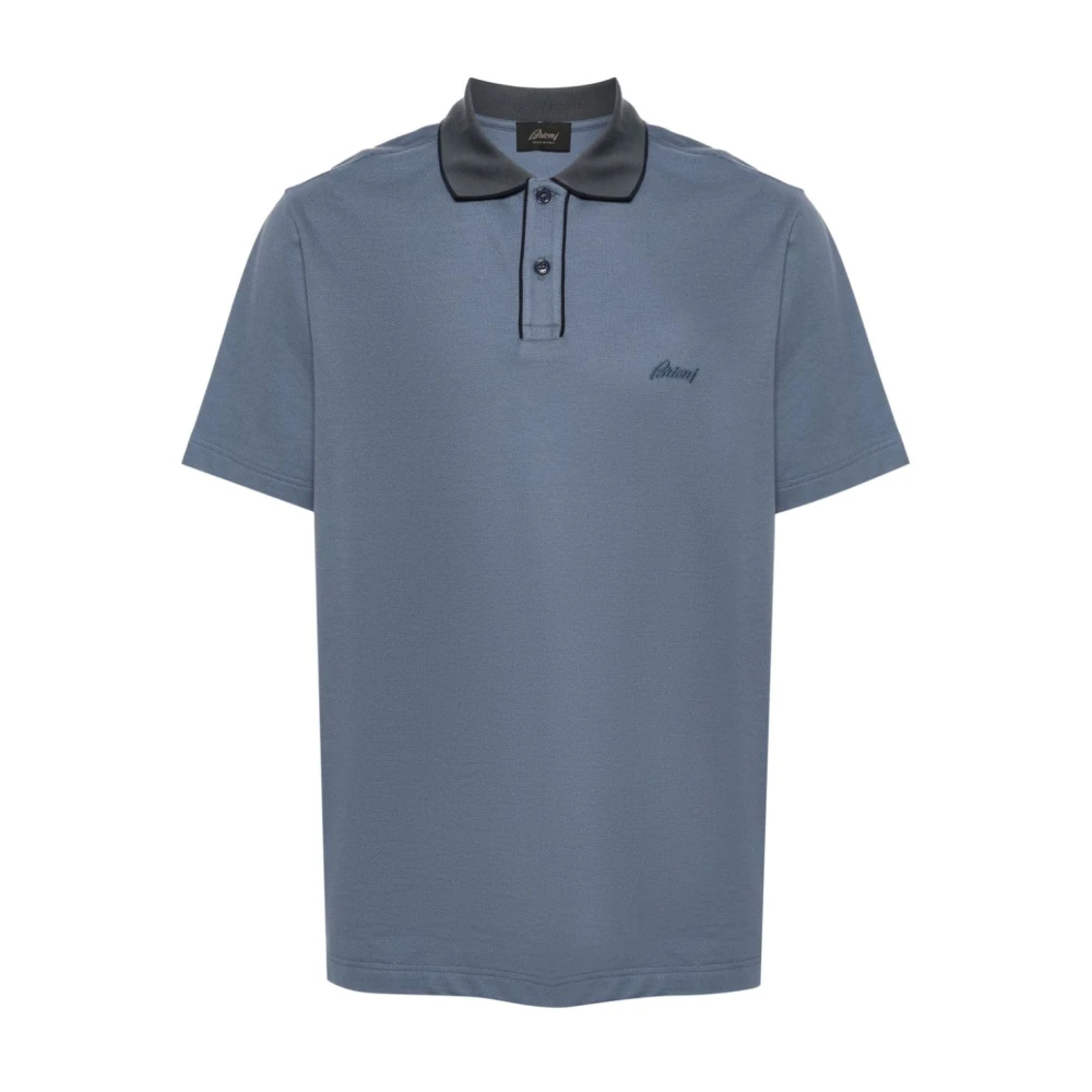 Brioni Polo met geborduurd logo Blue Heren