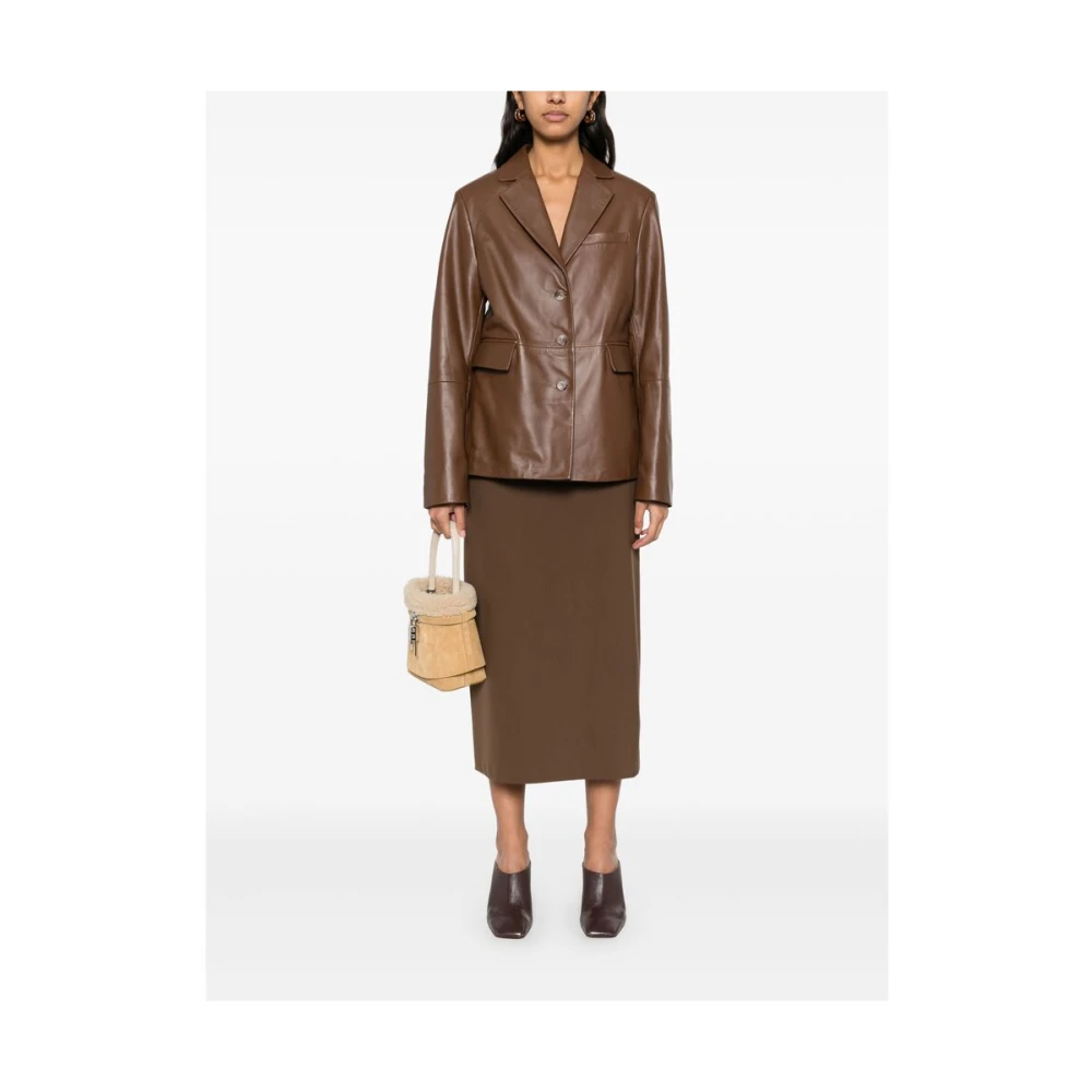 Loulou Studio Bruine knoopsluiting buitenkleding met zakken Brown Dames