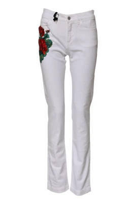 Vit Blommig Brodyr GIRLY Denim Jeans
