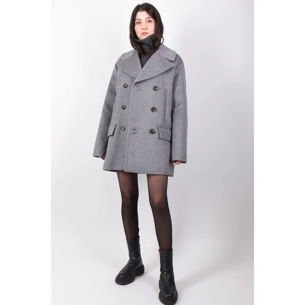 SPORTMAX Oversize wollen Caban in grijs Gray Dames