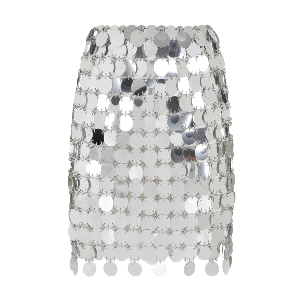 Paco Rabanne Metallic Mini Rok Aw24 Gray Dames