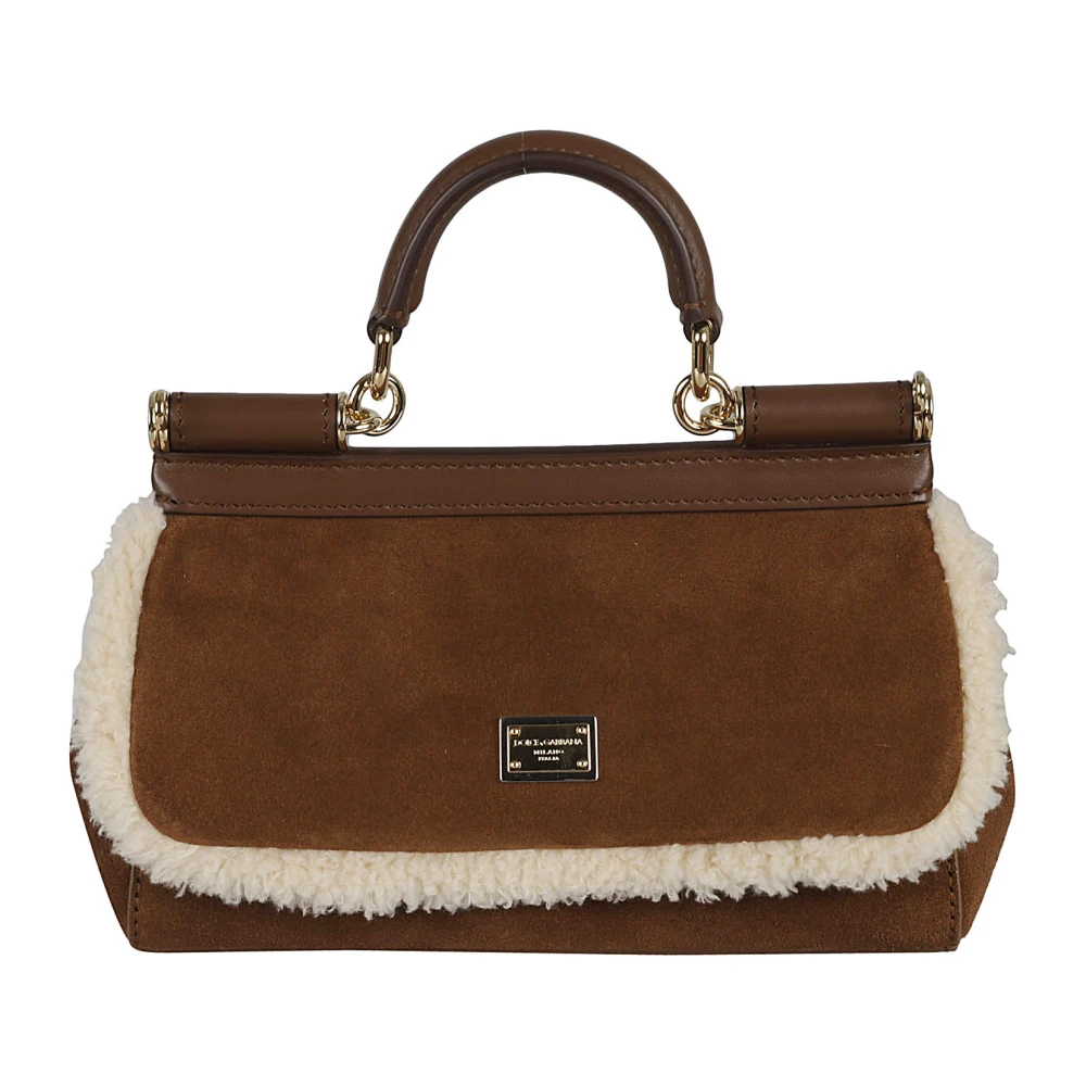 Dolce & Gabbana Women's Brown Handbags, One Size, /Latte Leather Tote Bag Aw23