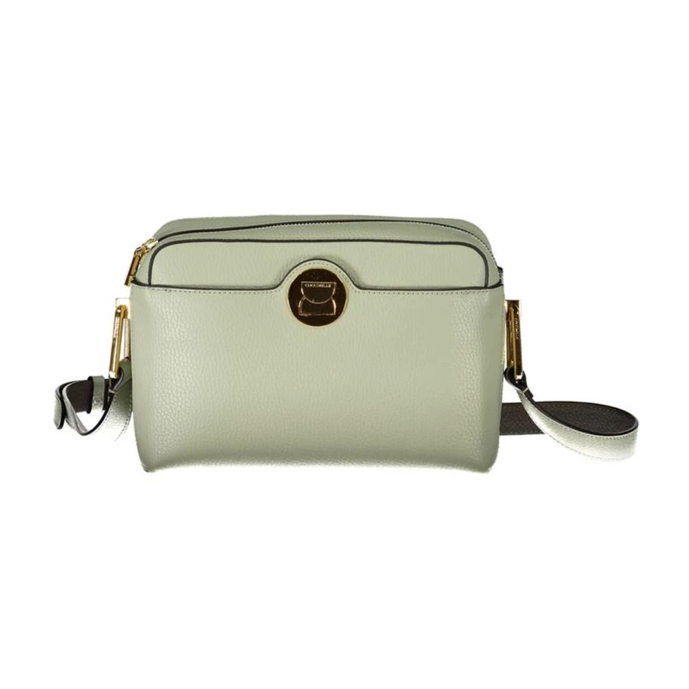 Coccinelle Groene leren schoudertas met zakken Green Dames