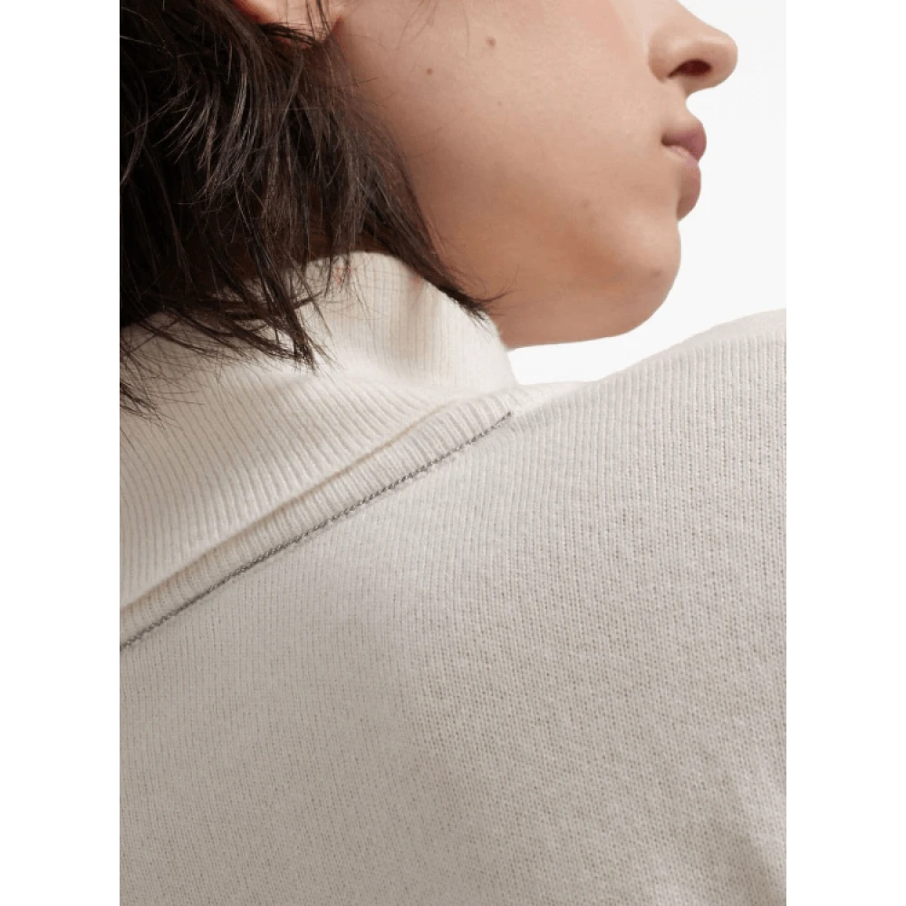 BRUNELLO CUCINELLI Witte Cashmere Mock Neck Jumper White Dames