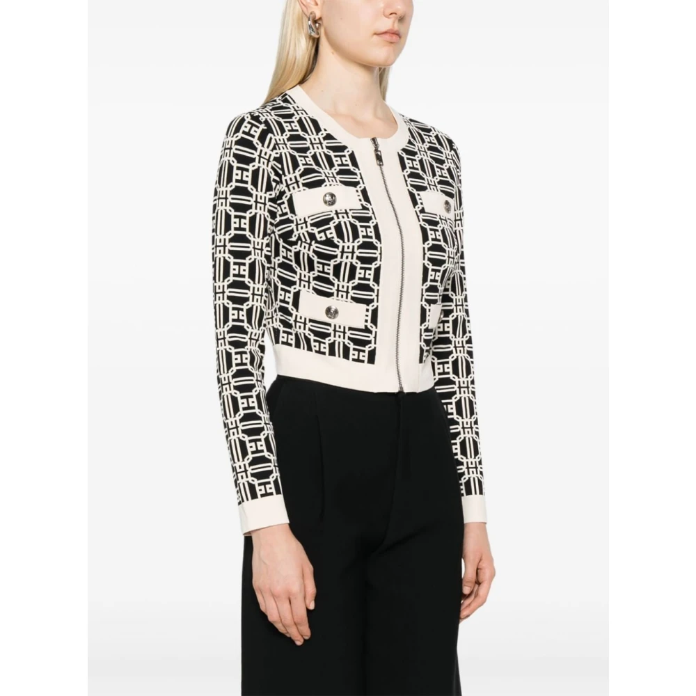 Elisabetta Franchi Nero E Panna Sweater Aw24 Dameskleding Beige Dames