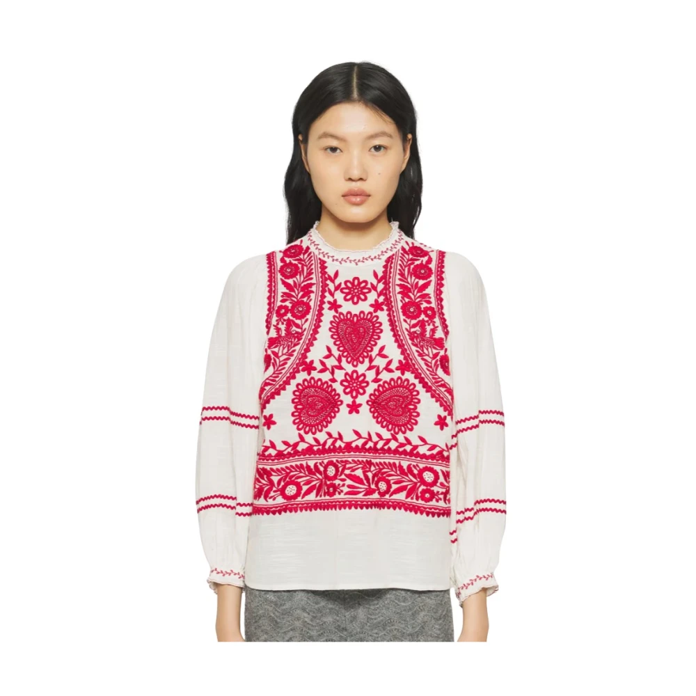 Antik batik Roomkleurige Hongaarse Blouse Red Dames