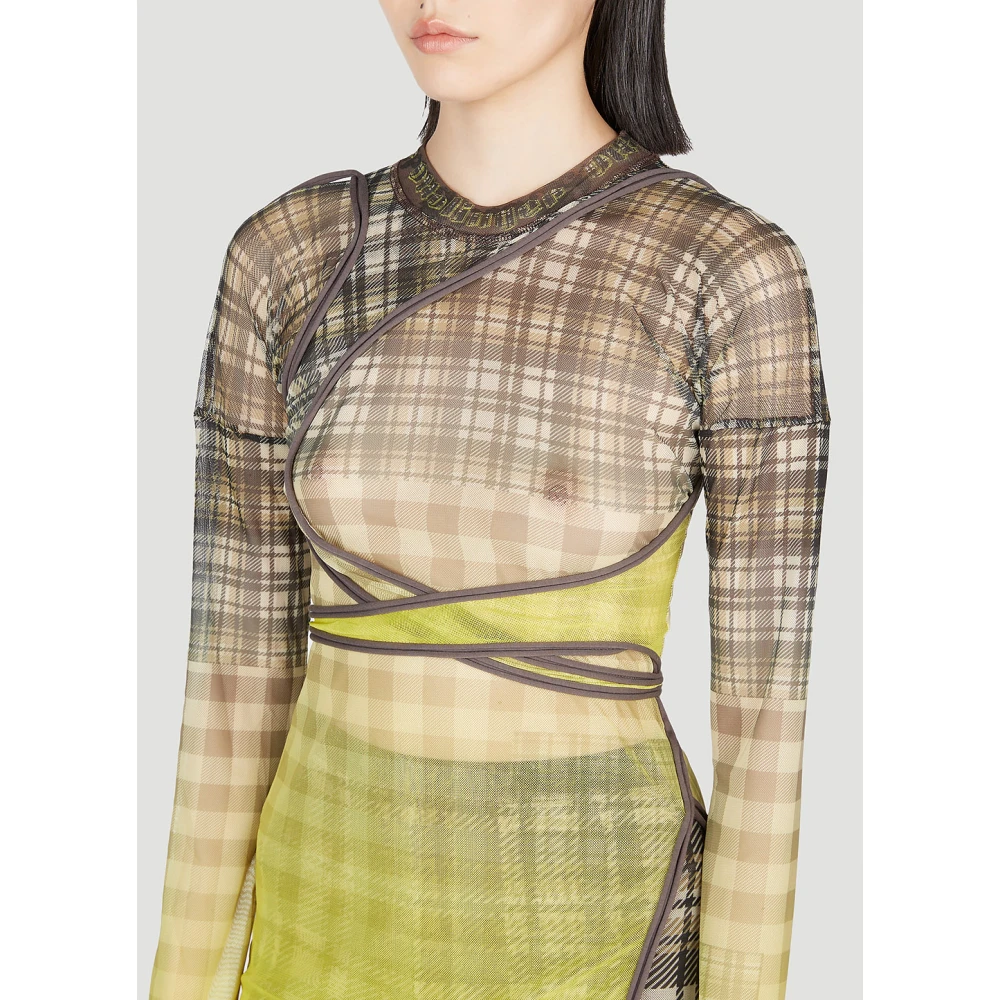 Ottolinger Doorschijnende Geruite Top Multicolor Dames