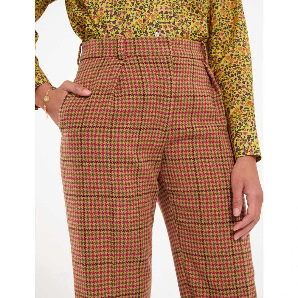 Ines De La Fressange Paris Hector Pied-de-poule Wollen Broek Brown Dames