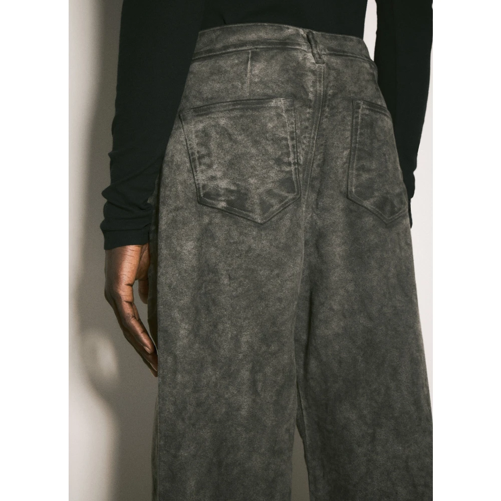 Rick Owens Coated-Felt Finish Jeans Gray Heren
