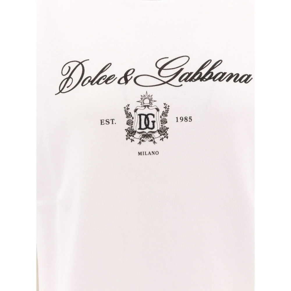 Dolce & Gabbana Monogram Rib-Coté T-Shirt Logo Print White Dames