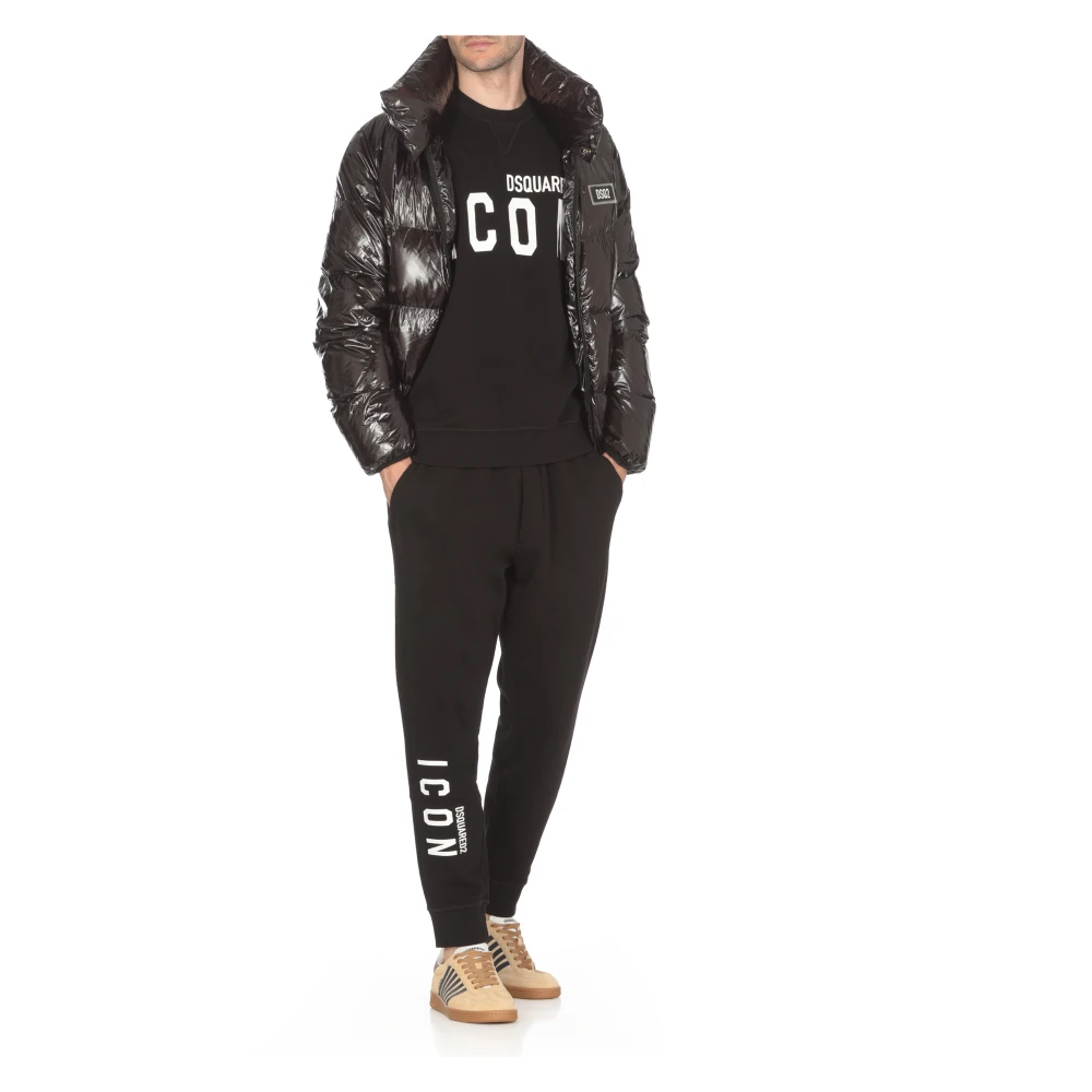 Dsquared2 Zwarte Katoenen Elastische Taille Broek Black Heren