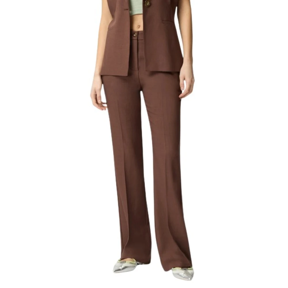 Pinko Women's Brown Pantalone - Wide Trousers - S - Trousers