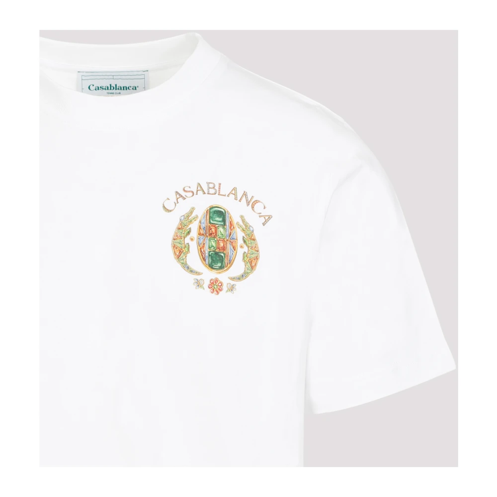Casablanca Wit Katoenen Bedrukt T-shirt White Heren