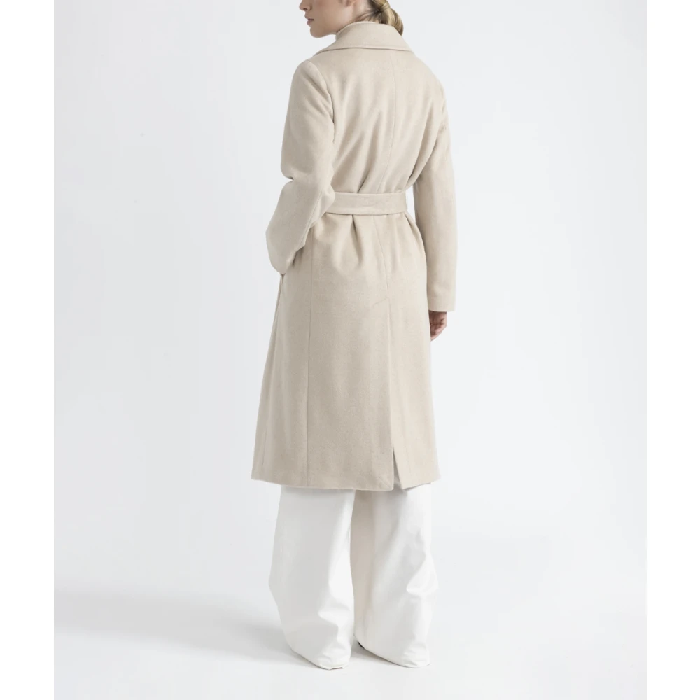 PESERICO Dubbelbreasted jas in zuivere kasjmierstof Beige Dames