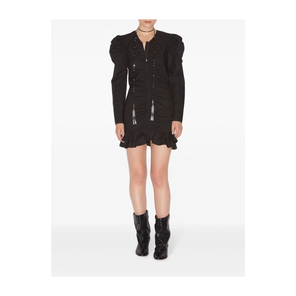 Isabel Marant Étoile Zwarte Katoenen V-Hals Jurk Black Dames