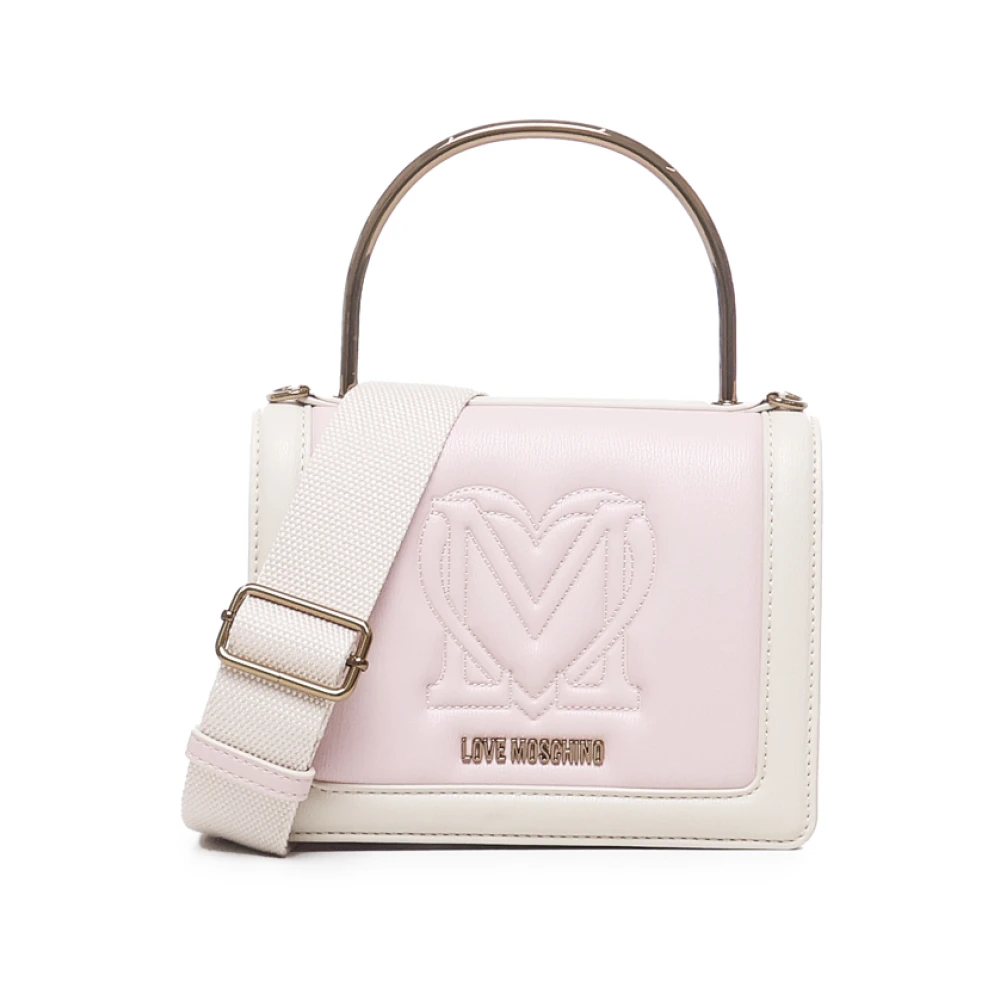 Love Moschino Monogram Mini Tas met Metalen Handvat Pink Dames