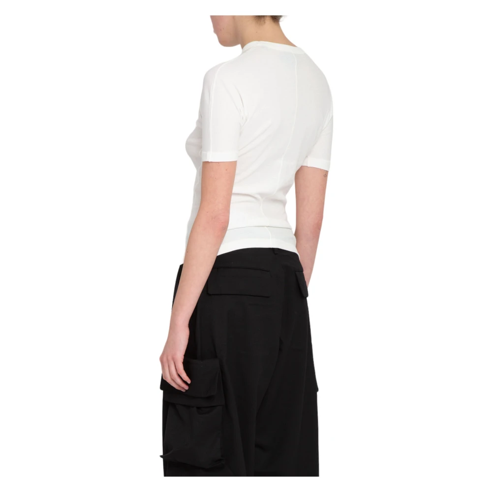 Y-3 Off White Aansluitend T-shirt met Korte Mouwen White Dames