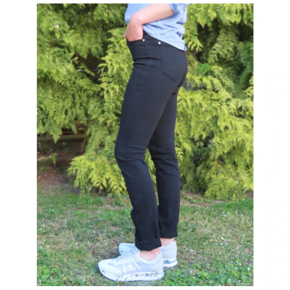 Islow Malo Slim Hoge Taille Katoenen Broek Black Dames