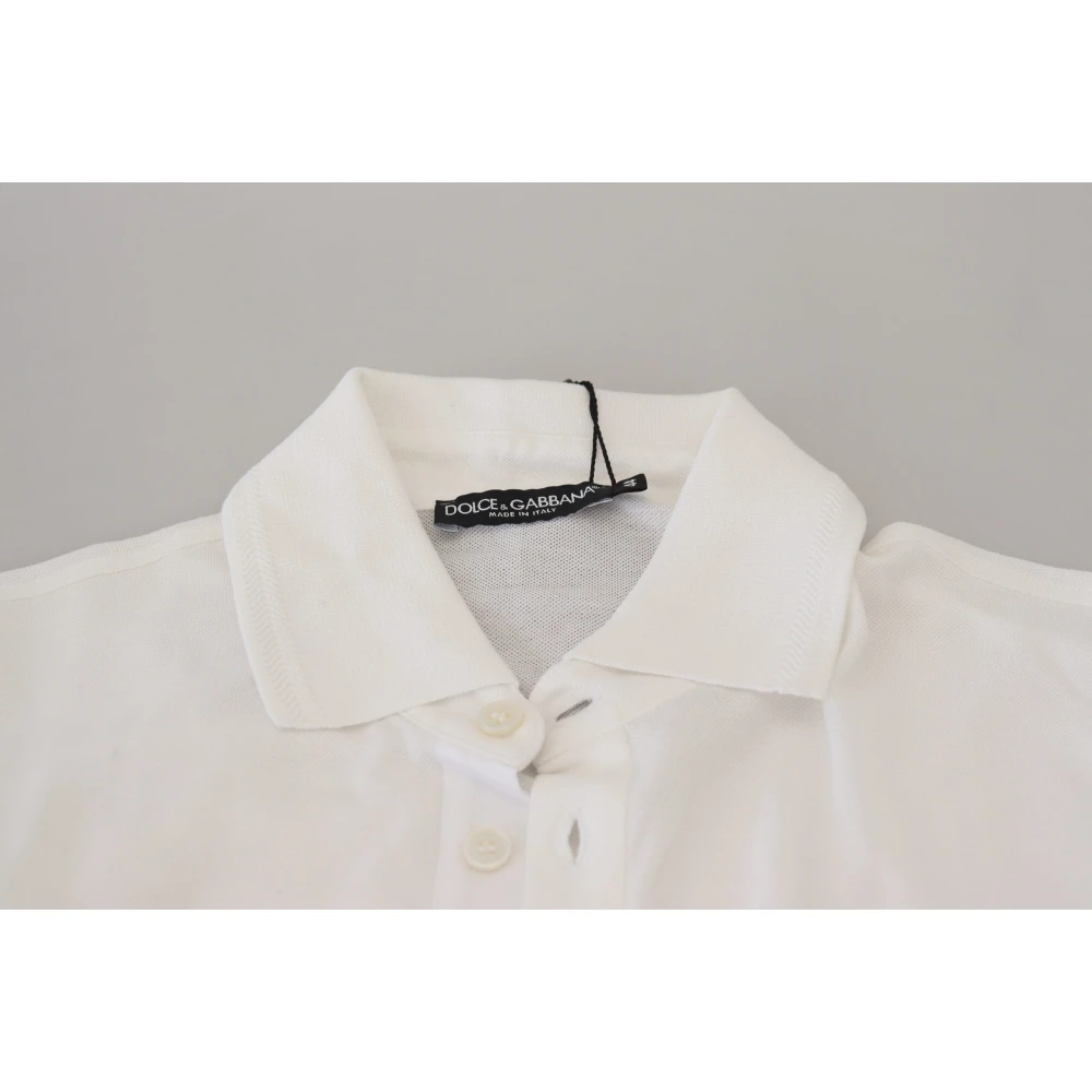Dolce & Gabbana Witte Katoenen Logo Polo T-shirt White Heren