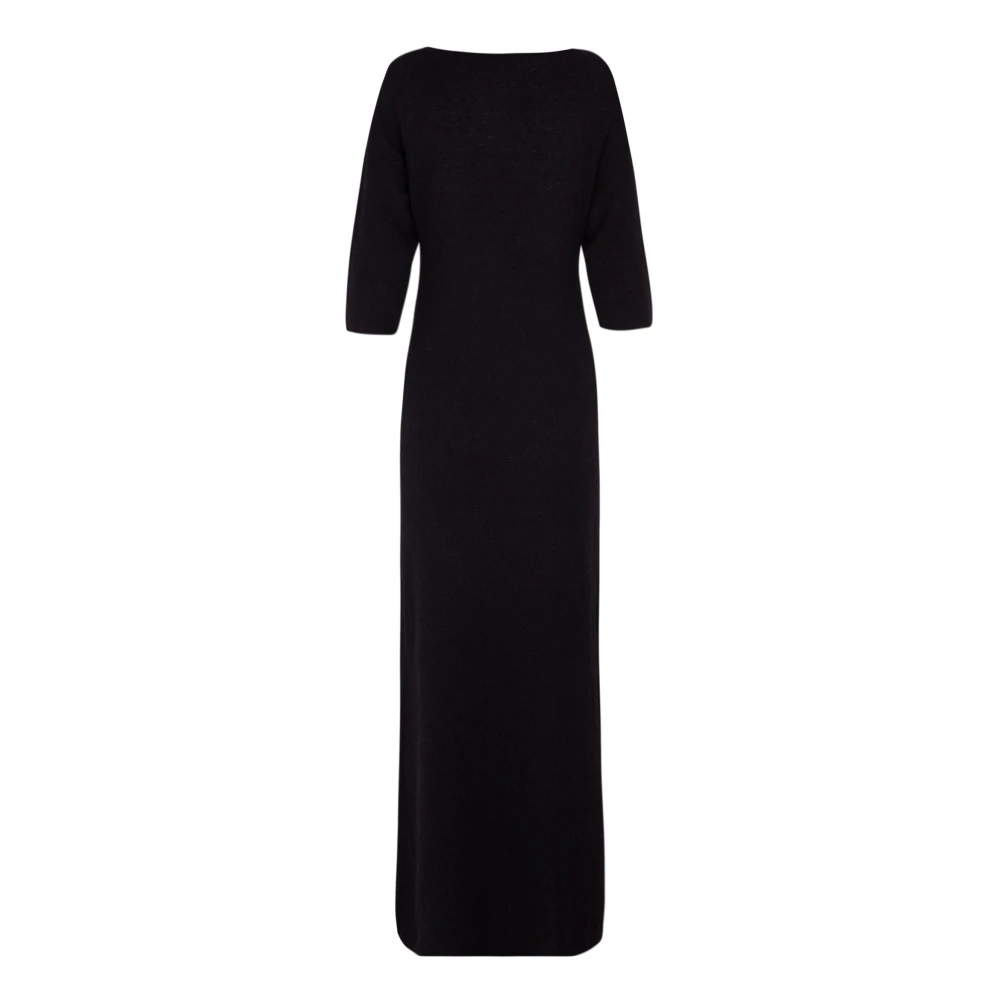 Cortana Diandra jurk in baby alpaca kasjmier en zijde zwart Black Dames