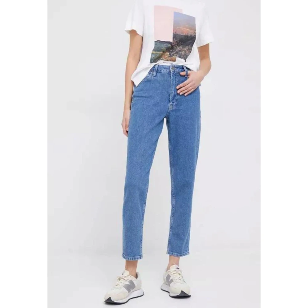 Calvin Klein High Rise Tapered Jeans in Blauw Blue Dames