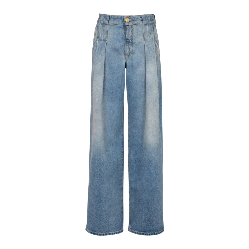 Balmain Geplooide denim jeans Blue Dames