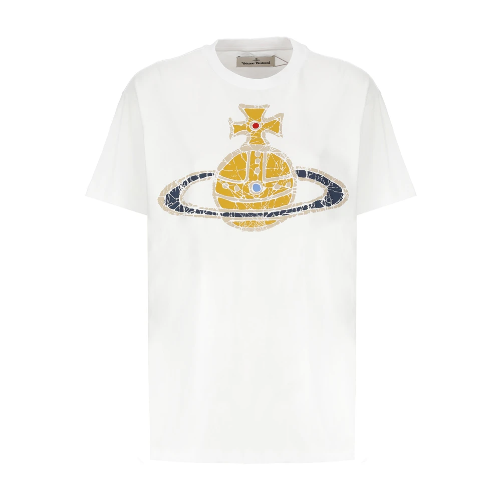 Vivienne Westwood Witte Katoenen T-shirts en Polos met Handtekening Orb Print White