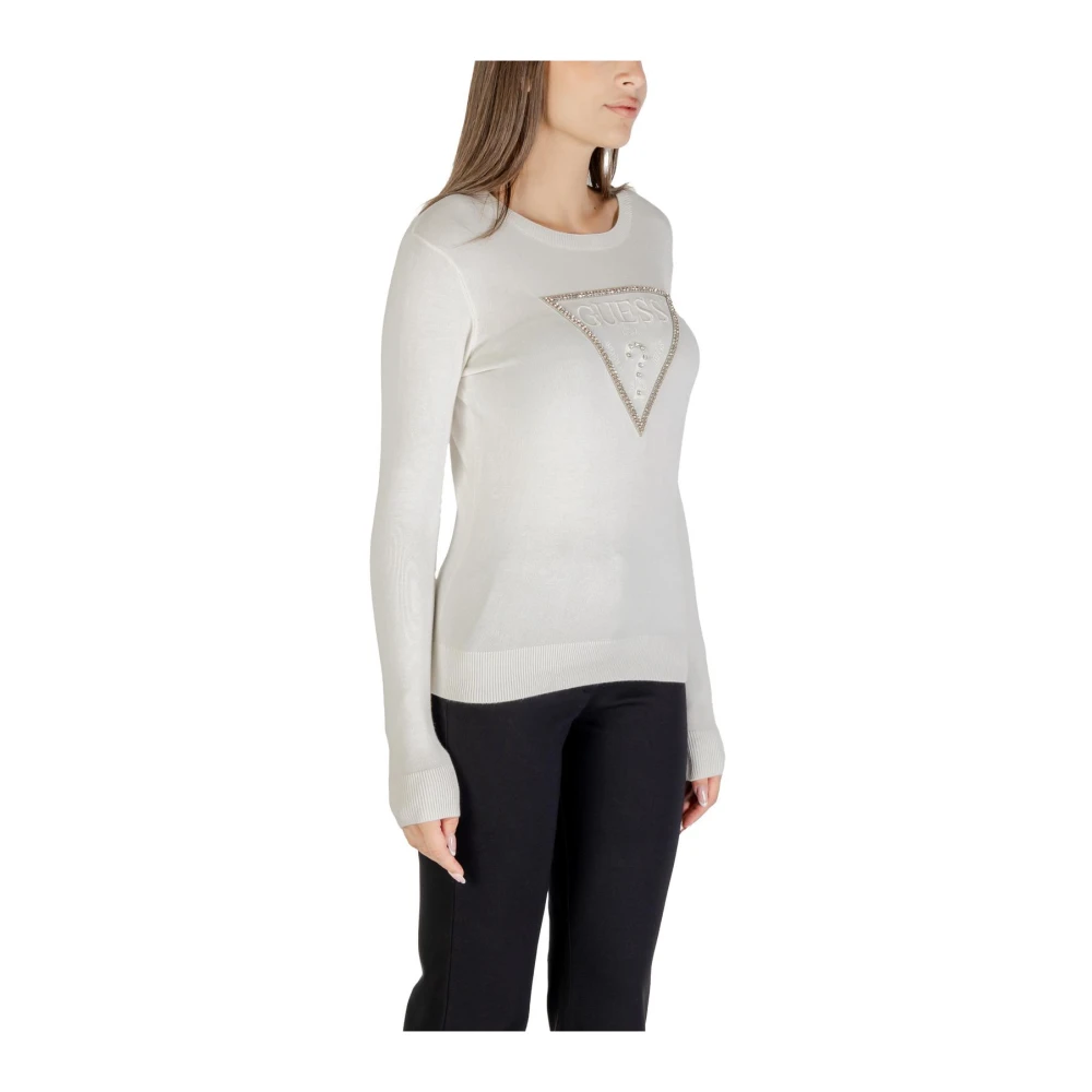 Guess Kiara Jumper - Female - Round-Neck Knitwear - White - Xl - Knitwear