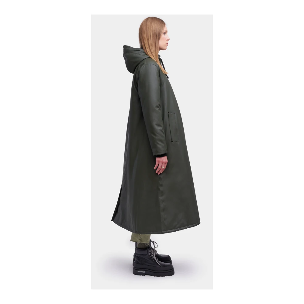 Stutterheim Warme Knielange A-Lijn Regenjas Green Dames
