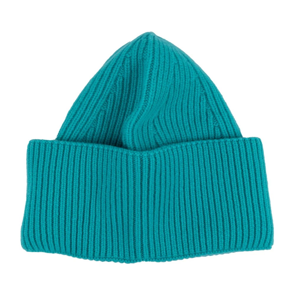 Laneus Geribbelde Cashmere Beanie Made in Italy Green Heren
