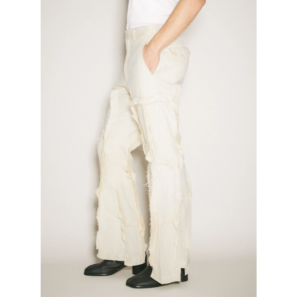 Comme des Garçons Gescheurde Paneel Wollen Broek Beige Heren