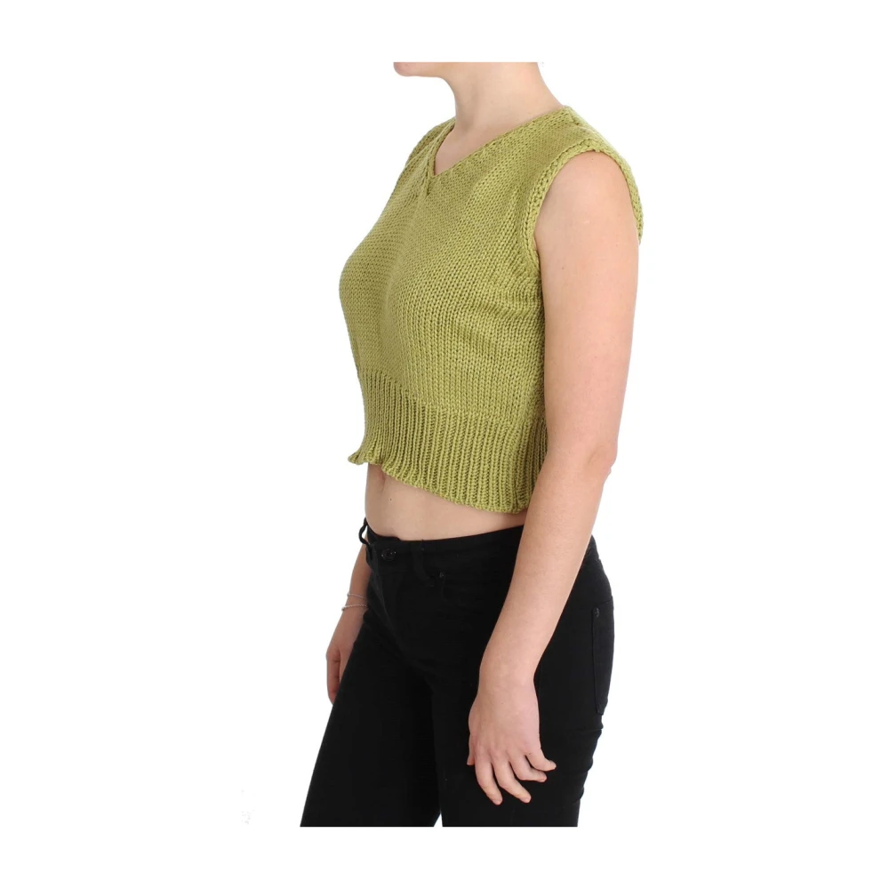 Pink Memories Elegante groene mouwloze gebreide vest Green Dames