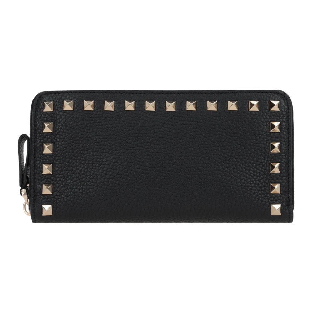 Valentino Garavani Zwarte Studs Zip-Around Portemonnee Black Dames