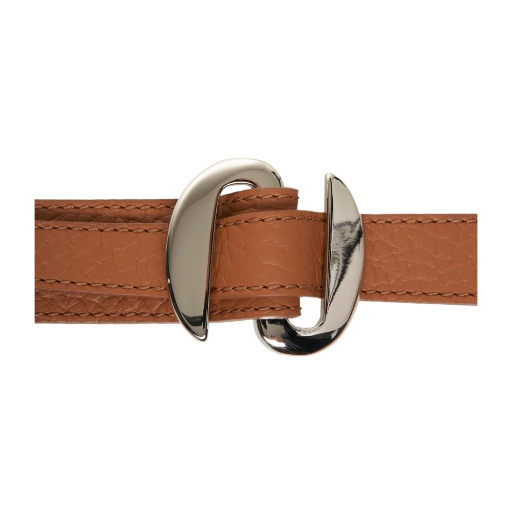 Orciani Bruine Leren Riem Elegant Metalen Gesp Brown Dames