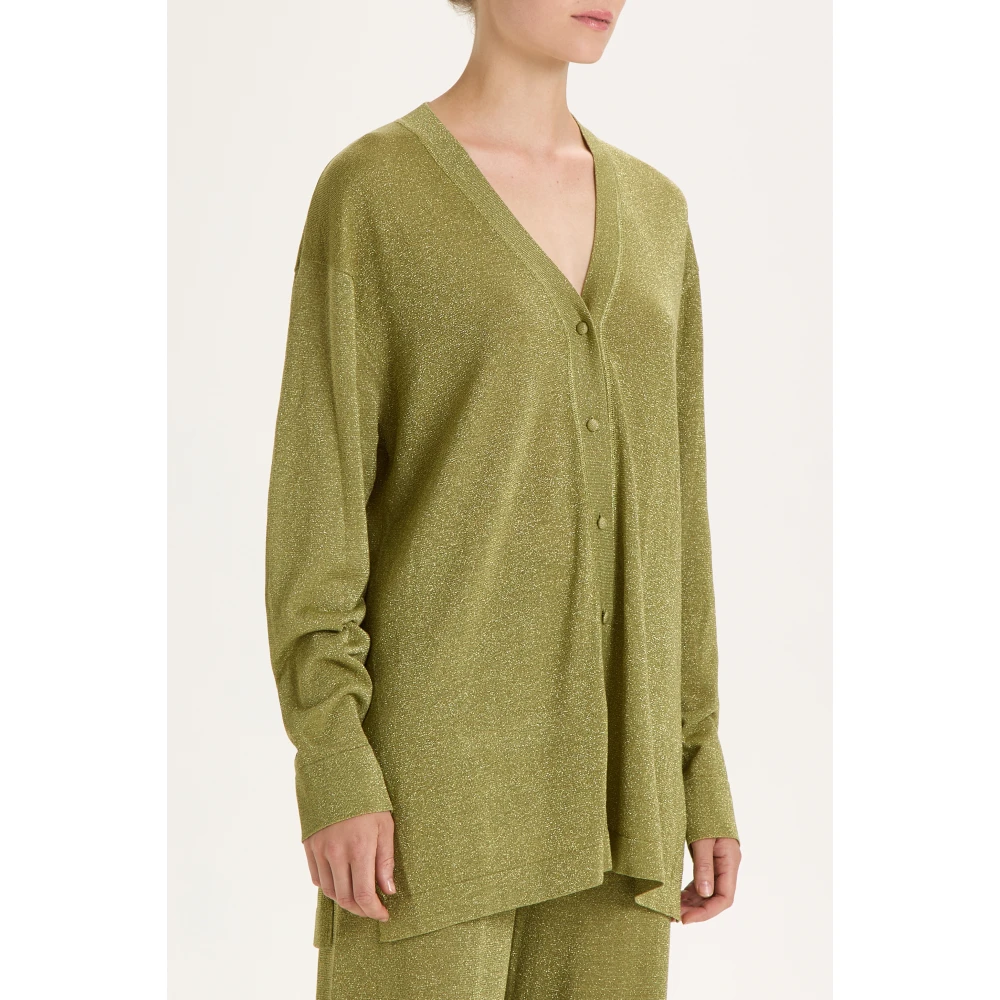 Maliparmi Lurex Cardigan met Shiny Fluid Stijl Green Dames