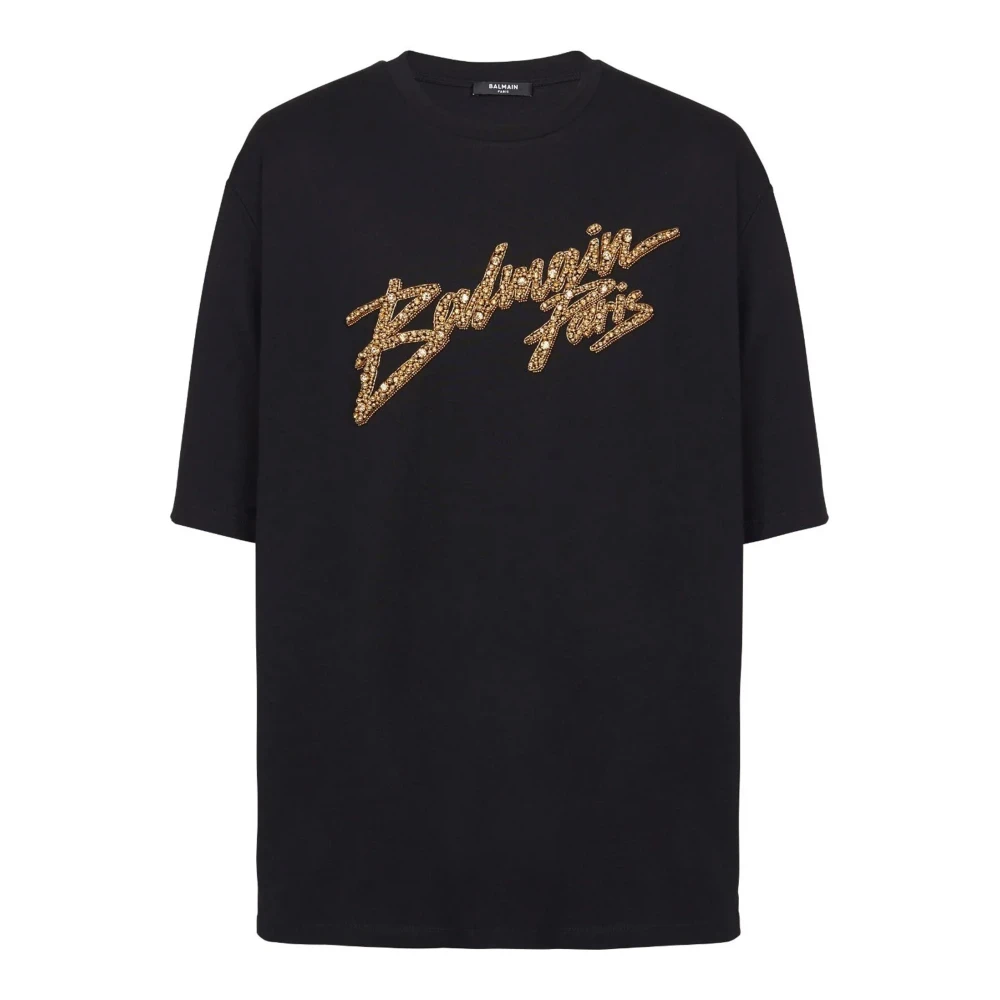 Balmain Signature Upgrade T-shirt Black Heren