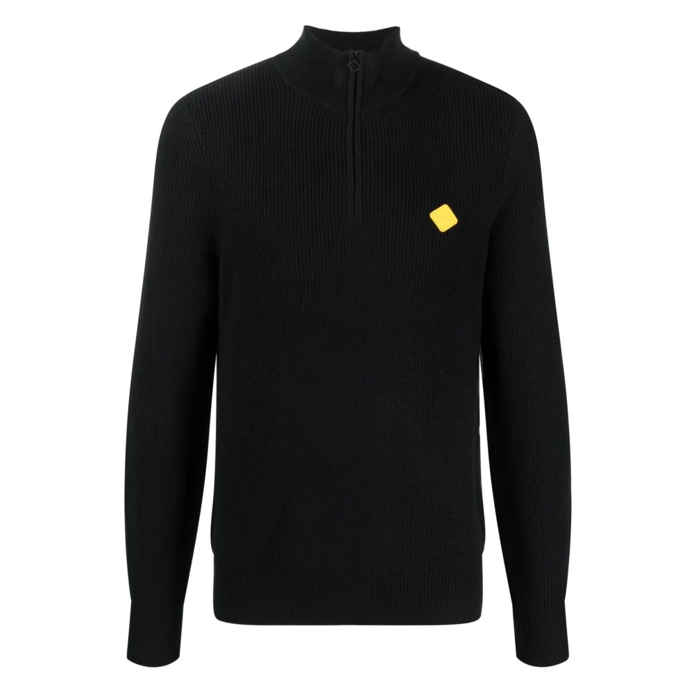 J.LINDEBERG Zwarte Diamond Zip Gebreide Trui Black Heren