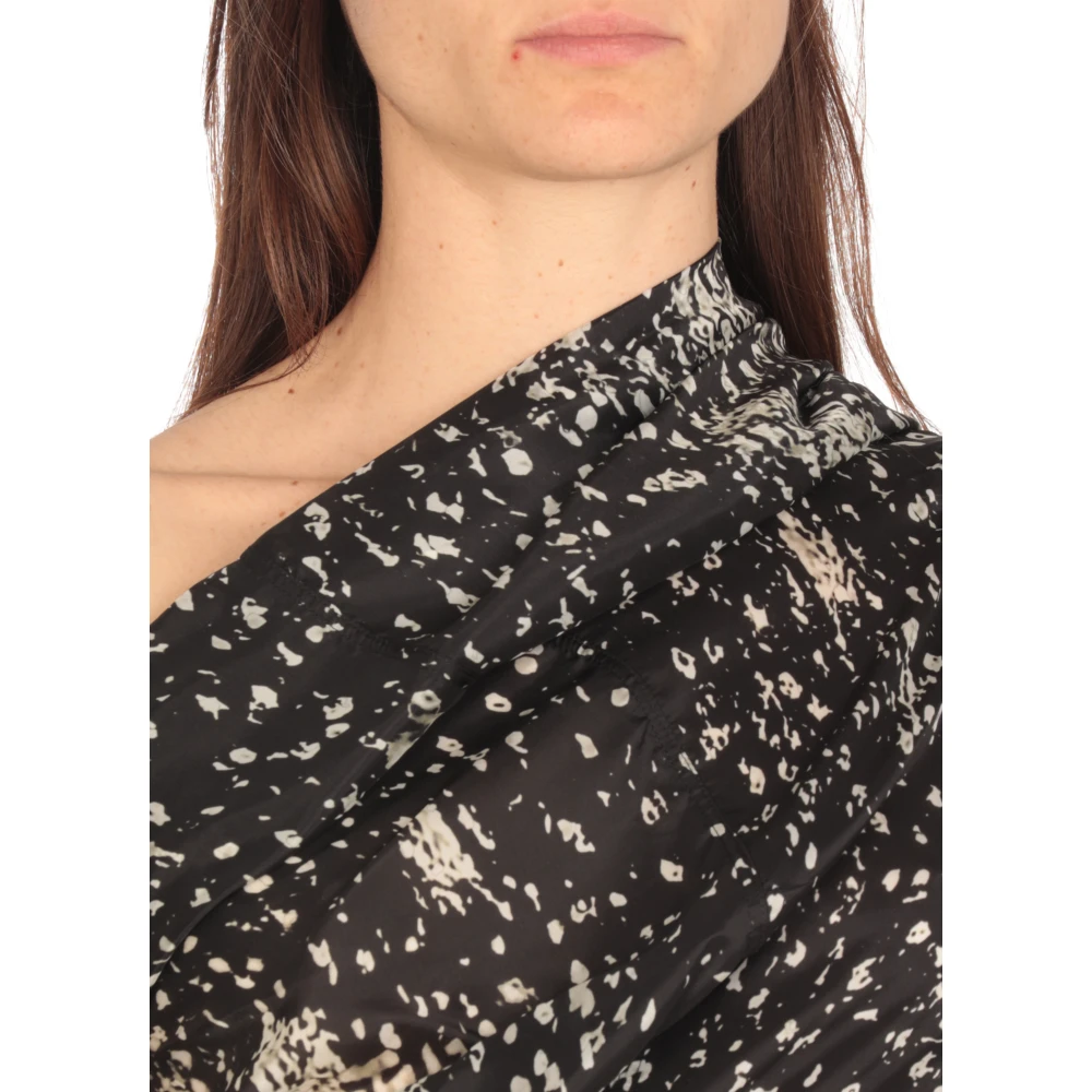 Rick Owens One-Shoulder Jurk met Splitjes Black Dames