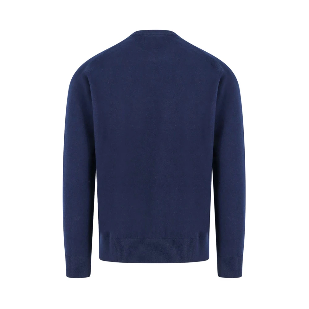 Stone Island Logo Patch Virgin Wool Sweater Blue Heren