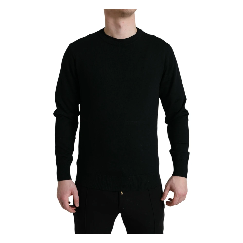 Dolce & Gabbana Black Round-Neck Knitwear, Male, S, Stunning Wool Jumper