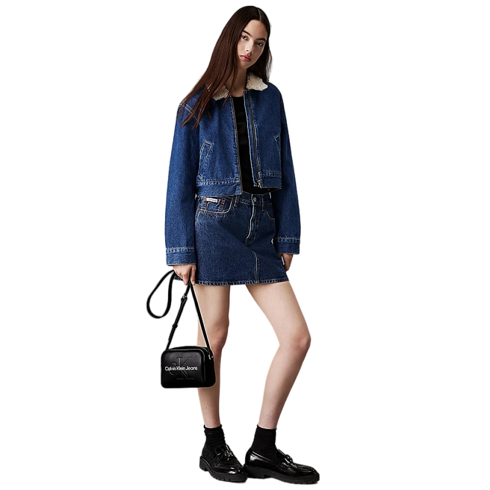 Calvin Klein Zwarte Eco Leren Schoudertas Black Dames