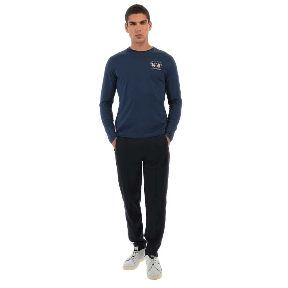 LA MARTINA Geborduurde Katoenen Longsleeve Blue Heren