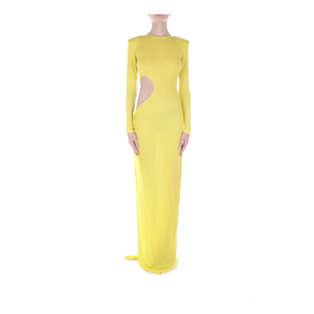 Elisabetta Franchi Gele Jurk met Achterrits Split Yellow Dames