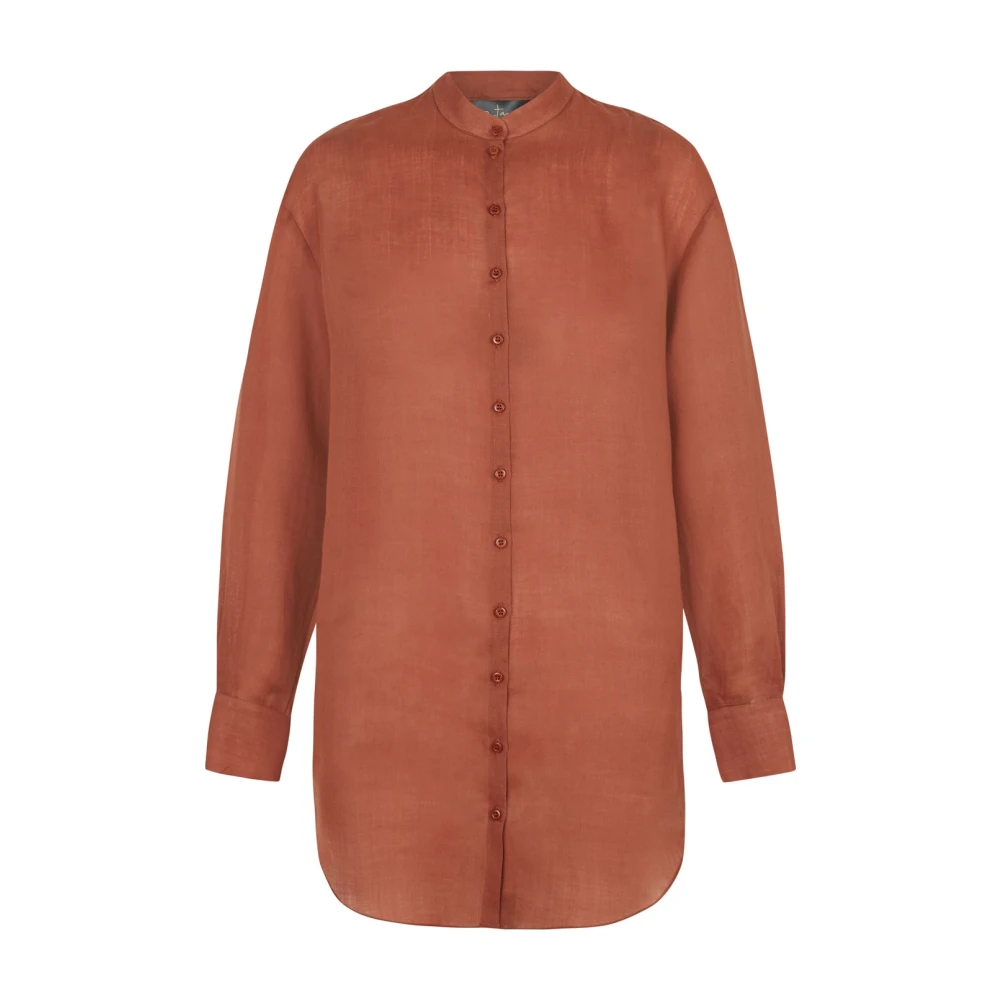 Cortana Rode Ramie Oversized Shirt Red Dames