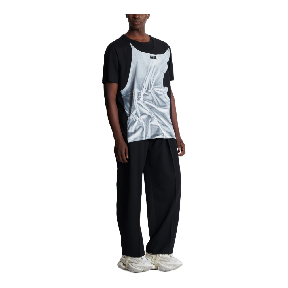Balmain T-shirt met tanktop-print Black Heren