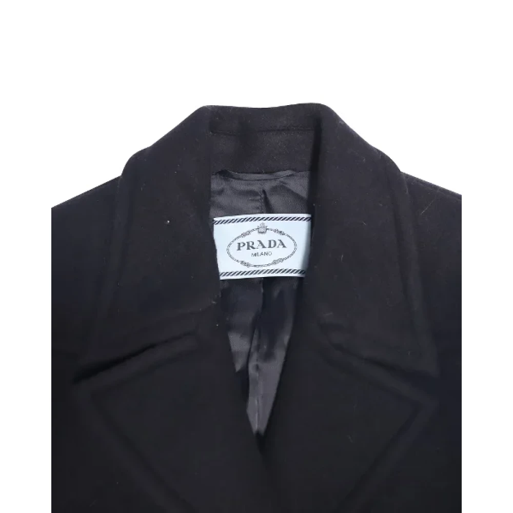 Prada Vintage Pre-owned Wool outerwear Black Dames