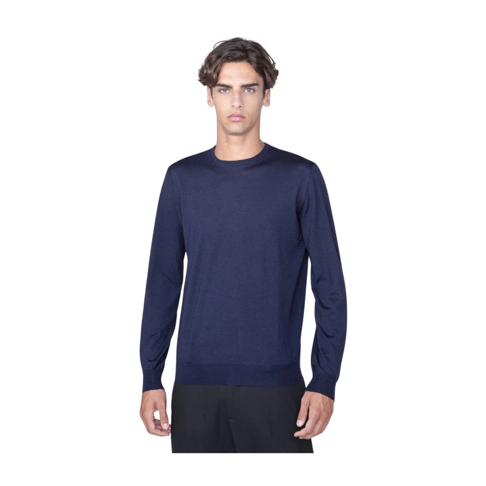Filippo De Laurentiis Navy Blue Crew Neck Sweater Blue Heren